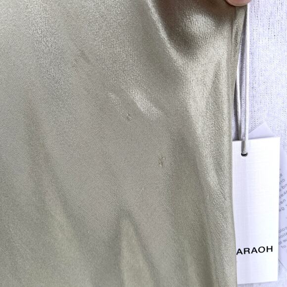 PHARAOH Tabitha Dress Womens 2 Medium Sage Green Vintage Satin Scoop Neck Slip - Picture 16 of 16